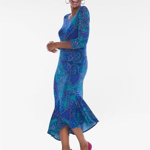 Chico’s Travelers Printed Flutter-Hem Dress, Size: 4/6